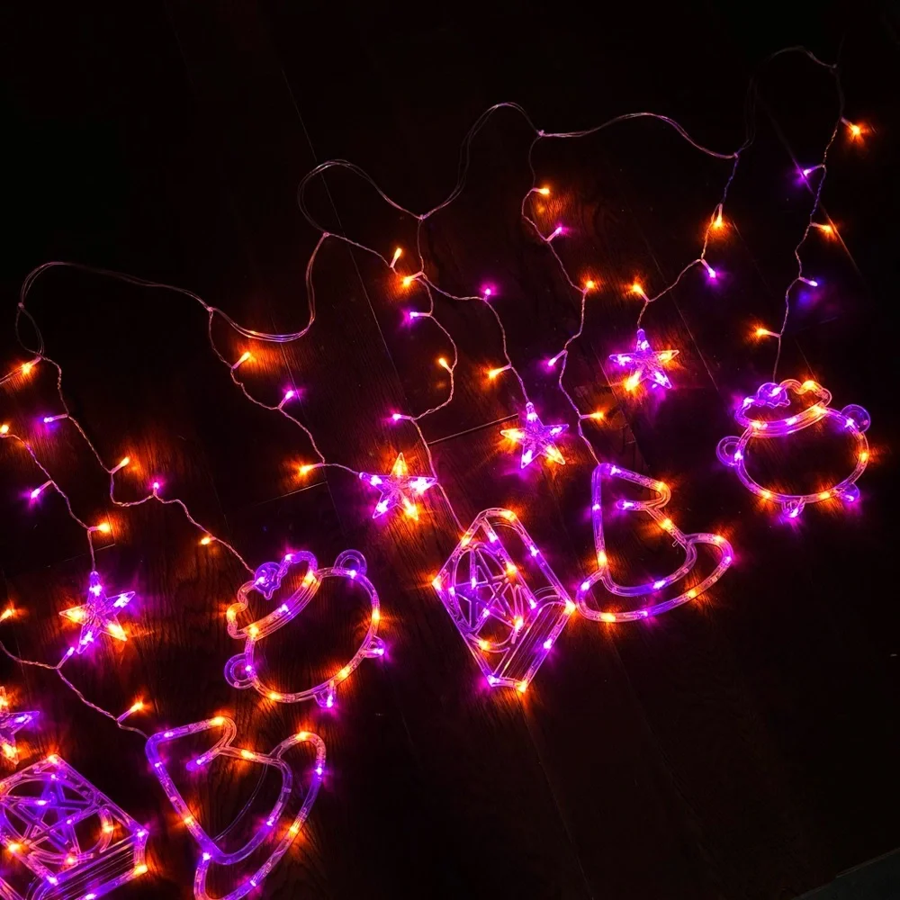 Decorative Halloween Window LED Lights icicles Lights Witchy Witch Theme Twinkle